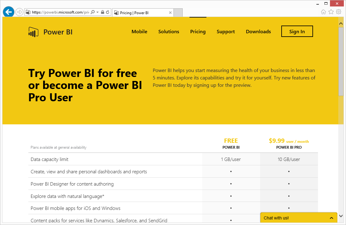 Actualmente puede probar Power BI de forma gratuita