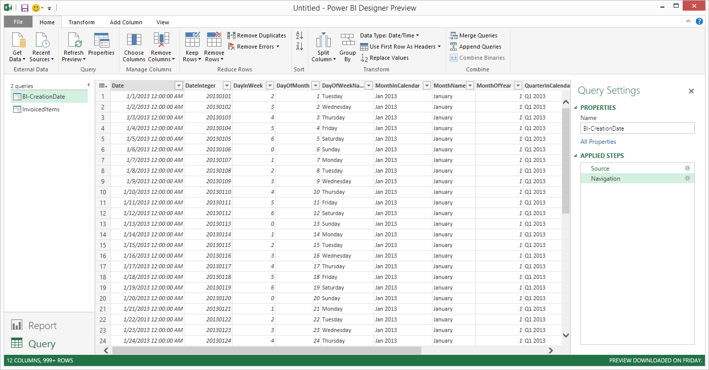 Panel de pasos aplicados de Power BI