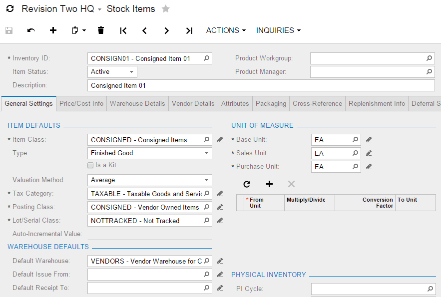 Revisión Dos HQ - Stock Items.