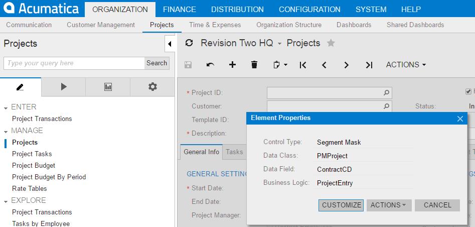 Modificación de etiquetas de campo en Acumatica