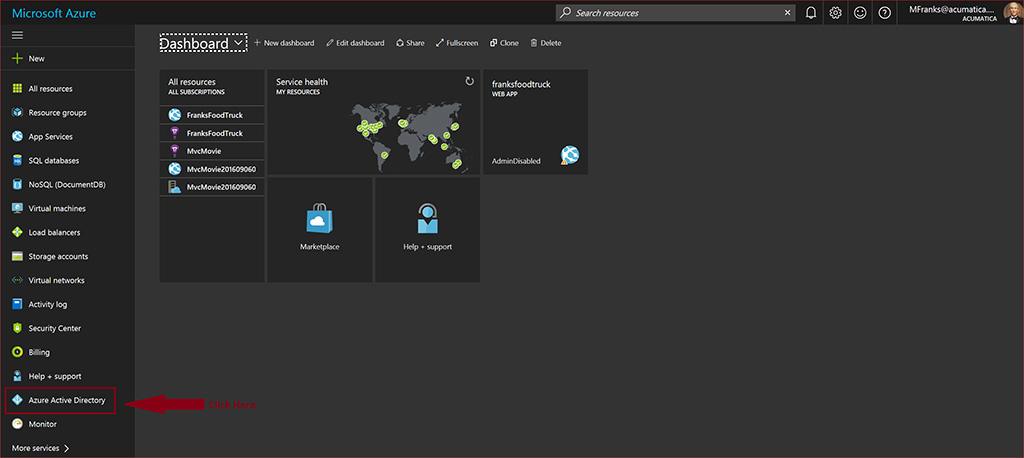 El panel de Azure Portal donde se gestionan varios servicios y recursos. 