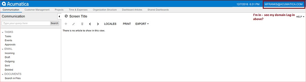 Resultado final de la integración de Acumatica y Azure.