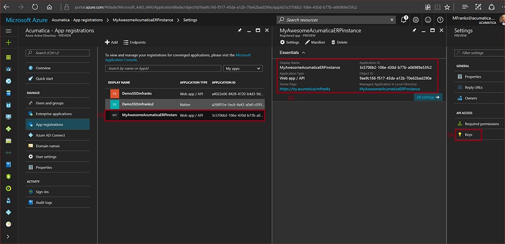 Acumatica - Registro de la aplicación - Mi impresionante instancia de Acumatica ERP - Configuración