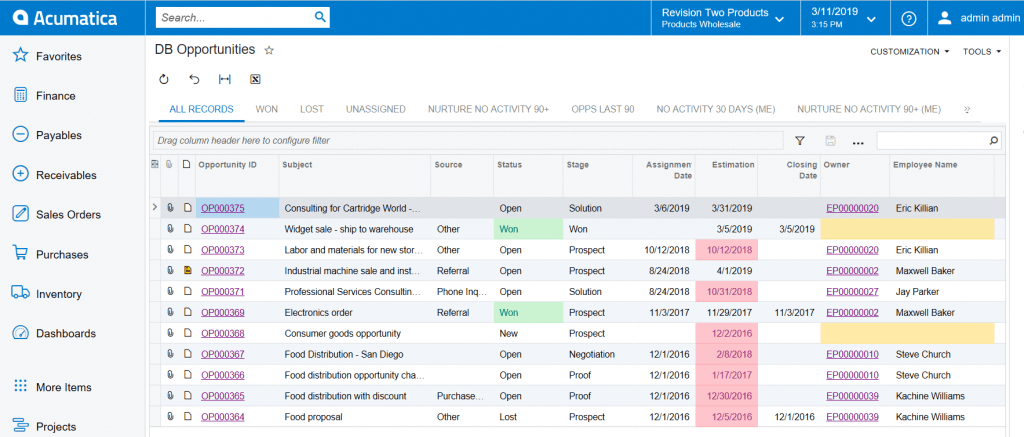 Acumatica 2019 R1 - Resaltado condicional