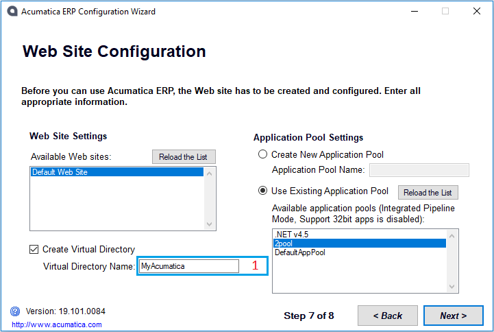 Configuración del sitio web.