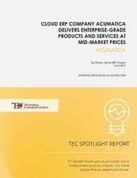 Acumatica, empresa de ERP en la nube, ofrece productos y servicios de nivel empresarial a precios de mercado medio