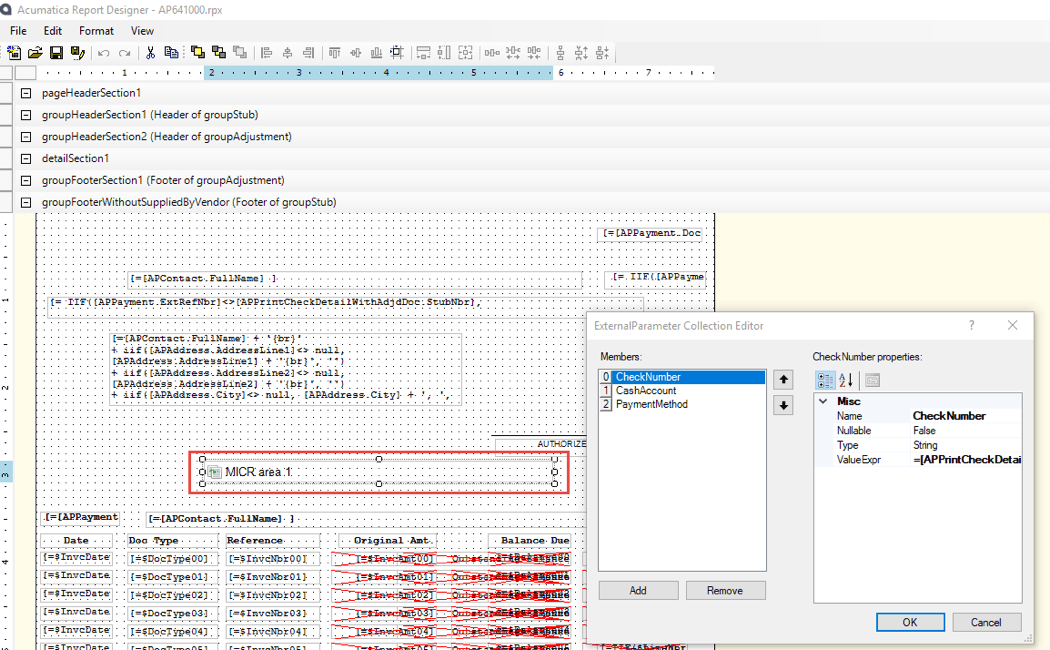 Acumatica Report designer - Área MICR 1.