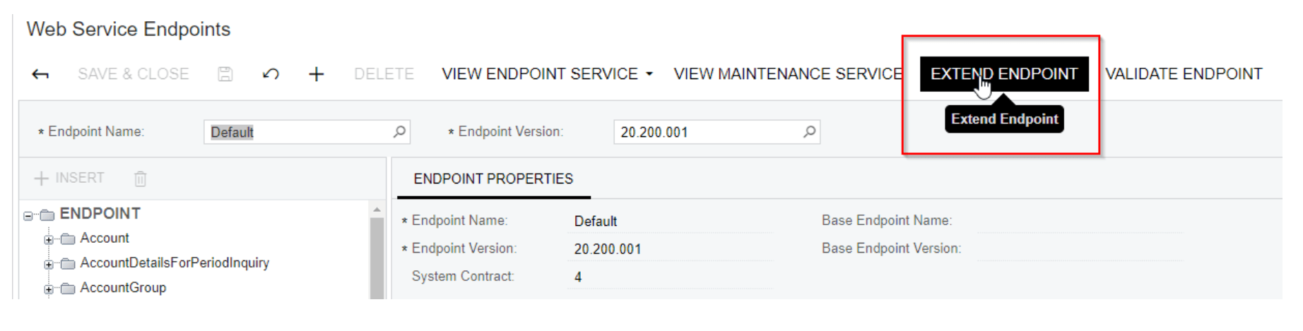 Ampliación de los puntos finales del servicio web de Acumatica