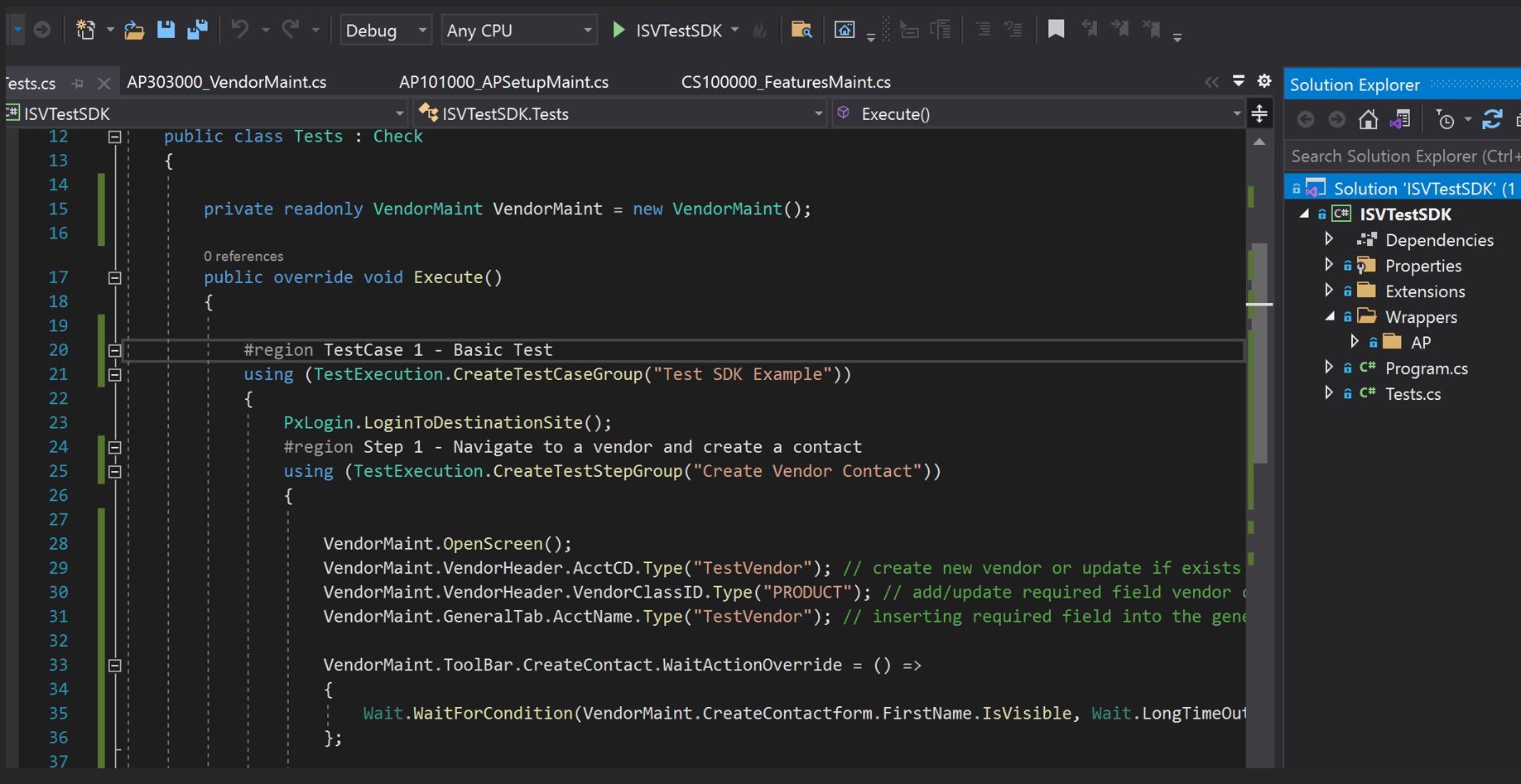 Creación de pruebas del SDK de Acumatica desde cero para ISV