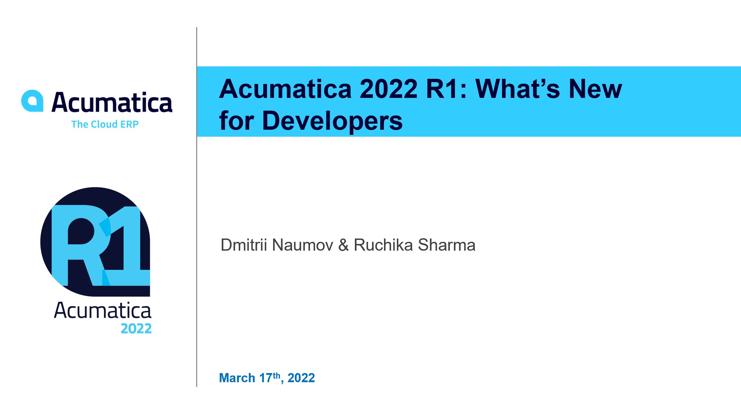 Webinar de Acumatica: Novedades para desarrolladores en 2022 R1