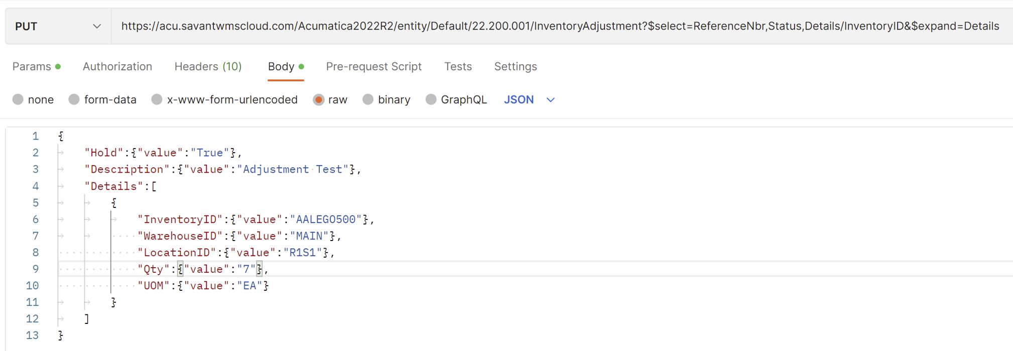 Integración mediante el cliente API REST con el módulo de fabricación de Acumatica