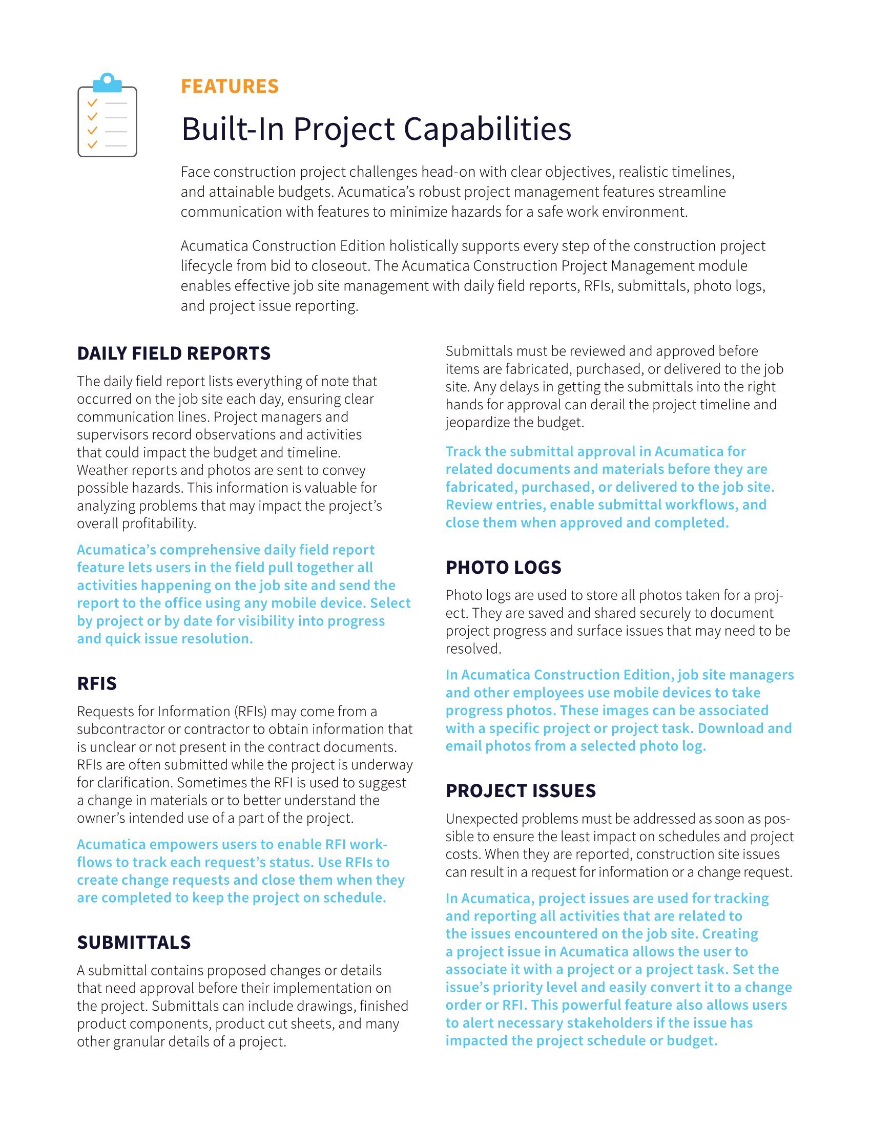 ¿Qué necesitan los gestores de proyectos de construcción para tener éxito? Un sistema centralizado y ampliable. página 2