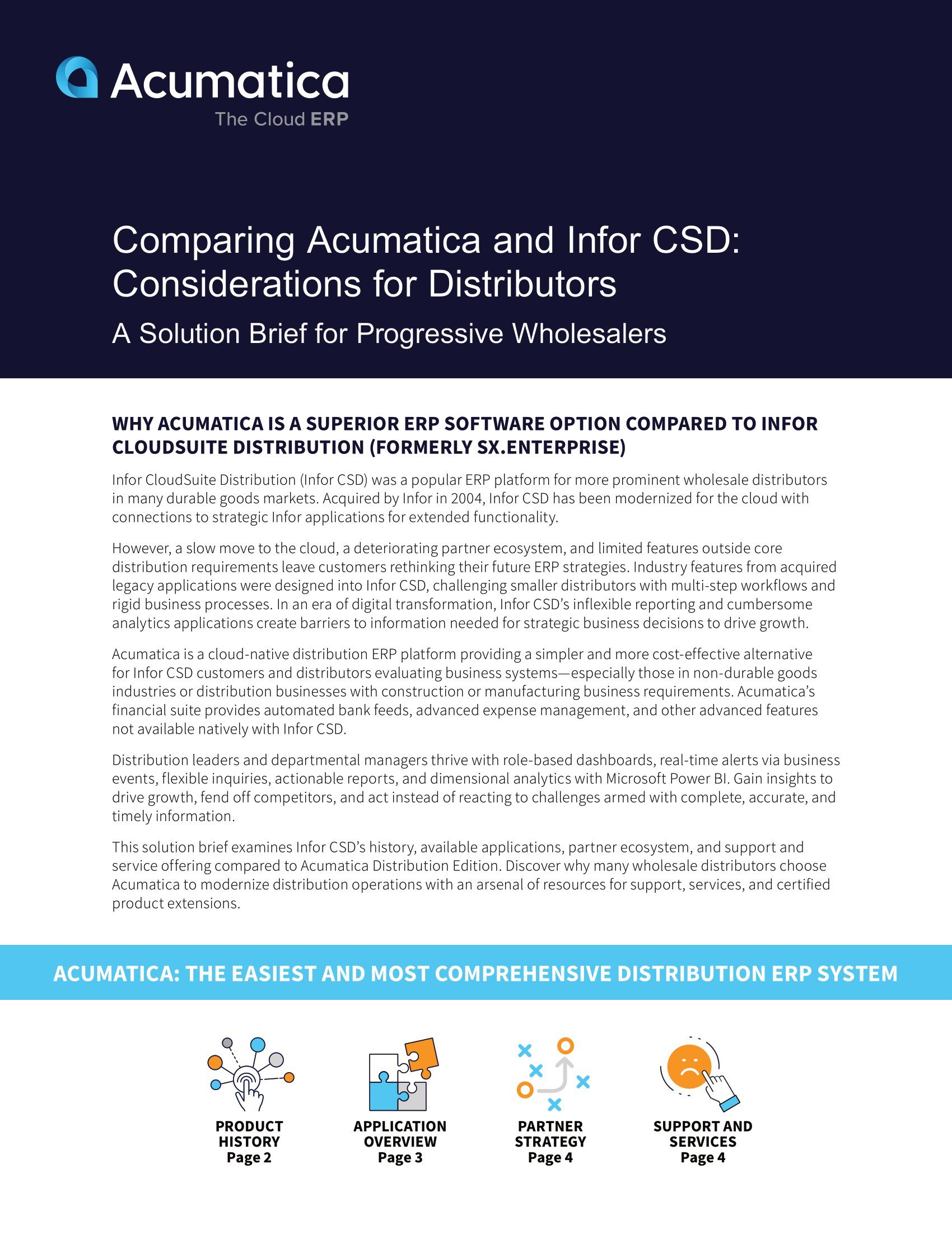 Descubra por qué Acumatica es un sistema ERP de distribución superior en comparación con Infor CloudSuite Distribution (CSD)