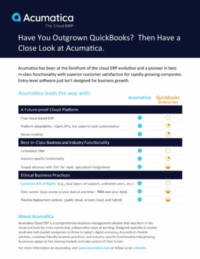 Acumatica frente a QuickBooks: Por qué debe evolucionar