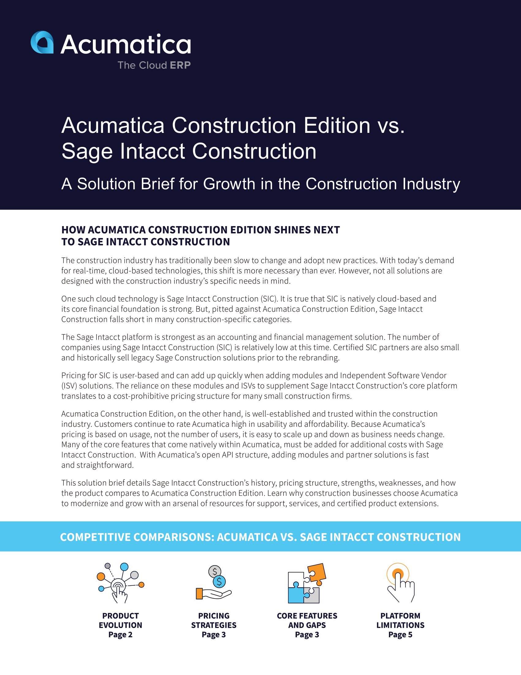 Comparación de Acumatica Construction Edition con Sage Intacct Construction