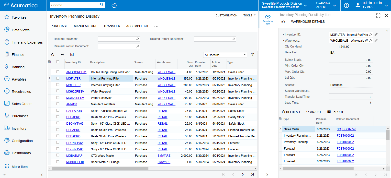 Captura de pantalla del producto Acumatica para mostrar las capacidades contables avanzadas de Acumatica en comparación con QuickBooks