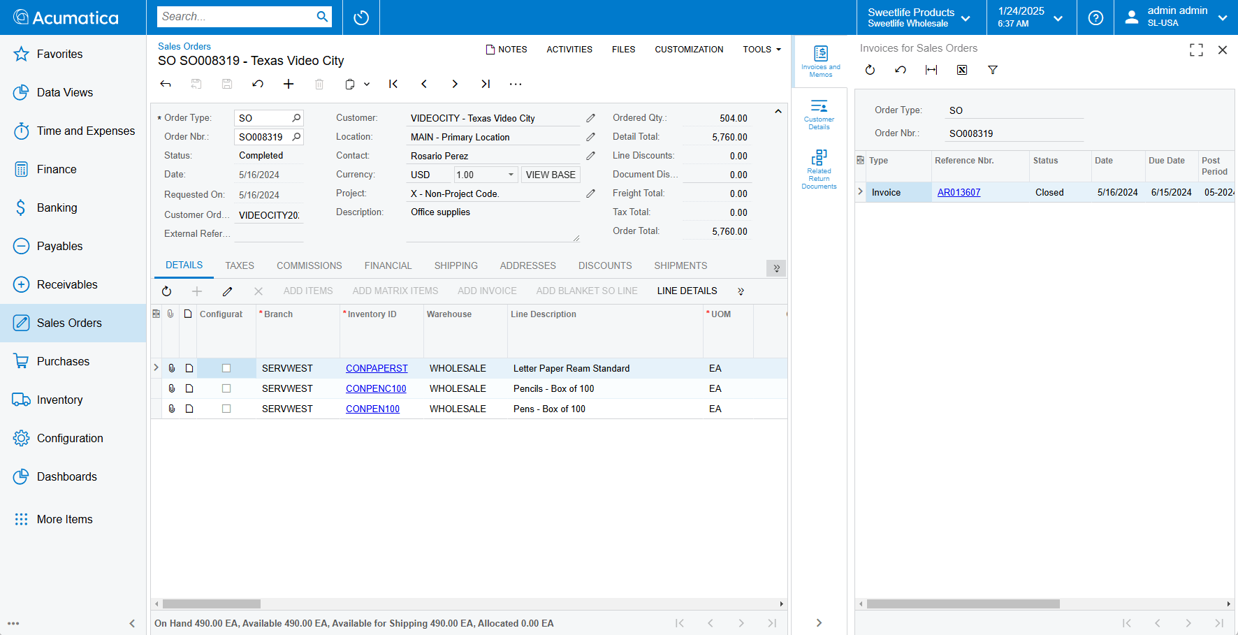 Captura de pantalla del producto Acumatica para mostrar las capacidades contables avanzadas de Acumatica en comparación con QuickBooks