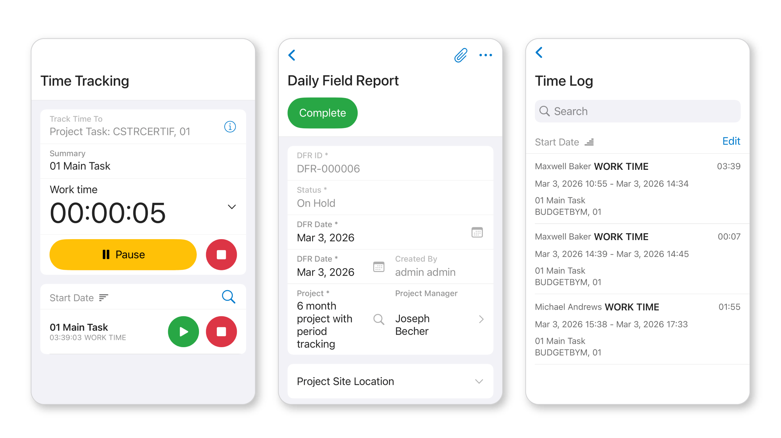 Gestión de proyectos Captura de pantalla de Acumatica Field Operations and Mobile